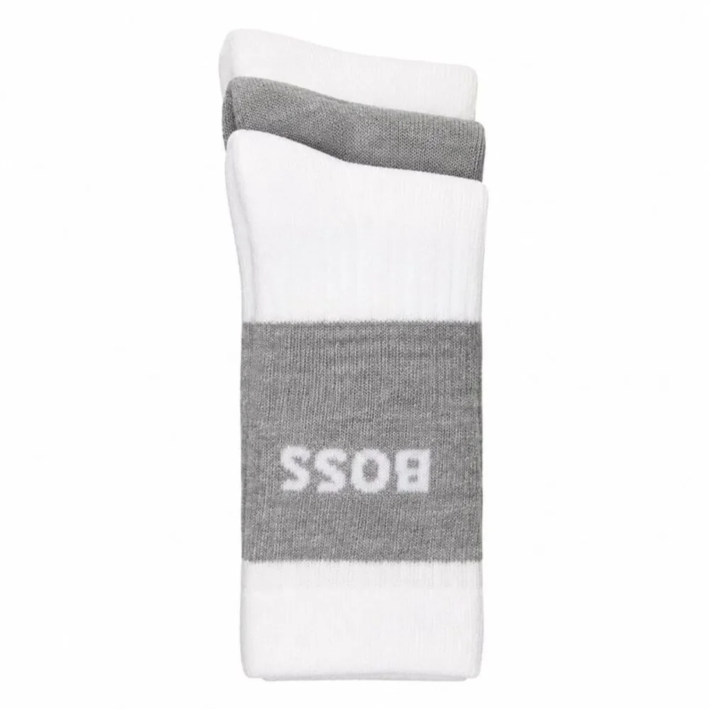 Boss Mens Quarter Cotton Blend Socks (Pack of 3) / White